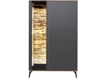 Highboard MÄUsbacher, Grau (Anthrazit Matt Lack, Asteiche), B:101Cm H:160Cm T:42Cm, Sideboards, Highboard, Faro Highboard B 101 Cm, Inkl. Beleuchtung, Push To Open, MetallfüßE
