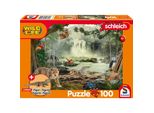 Schmidt Puzzle Schleich Nella Foresta Pluviale 100 Pezzi + Schleich Figura