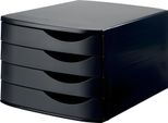 Cassettiera Re-Solution Nero Opaco 4 Cassetti Chiusi