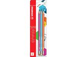 Matita Con Gomma - Matita Stabilo 160 In Rosa, Blu, Arancione, Giallo - Durezza Hb - Confezione Da 4 Pz