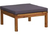 Poggiapiedi Con Cuscino Grigio Scuro In Legno Massiccio Di Acacia