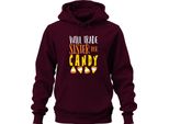 Will Trade Sister For Candy Halloween Sister Gift Cute Unisex Hoodie Felpa Con Cappuccio, Borgogna, 3XL