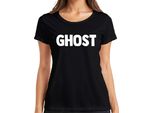 Ghost Halloween Ghost Spooky Retro Minimalist Cartoon Ladies T-Shirt, Nero, L