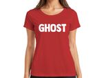 Ghost Halloween Ghost Spooky Retro Minimalist Cartoon Ladies T-Shirt, Rosso, L