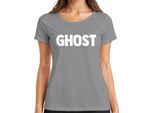 Ghost Halloween Ghost Spooky Retro Minimalist Cartoon Ladies T-Shirt, Grigio, L