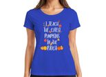 Maglietta Da Donna Autunnale Regalo Dell'insegnante I Teach The Cutest Pumpkins In The Patch, Blu, 3XL