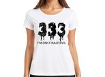 I'm Only Half Evil Halloween Saying Funny Scary Devil Gothic Ladies T-Shirt, Bianco, S