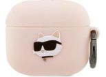 Karl Lagerfeld KLA3RUNCHP Airpods 3 Cover RóżOwy/Rosa Silicone Choupette Head 3D