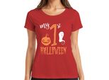My 1St Halloween Baby First Year Pumpkin Ghost Sweet Pumpkin Face Maglietta Da Donna, Rosso, Xl