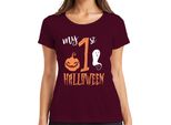 My 1St Halloween Baby First Year Pumpkin Ghost Sweet Pumpkin Face Maglietta Da Donna, Bordeaux, S