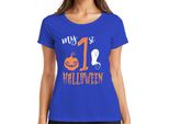 My 1St Halloween Baby First Year Pumpkin Ghost Sweet Pumpkin Face Maglietta Da Donna, Blu, S