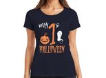 My 1St Halloween Baby First Year Pumpkin Ghost Sweet Pumpkin Face Maglietta Da Donna, Navy, Xxl