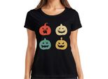 Maglietta Halloween Pumpkin Faces Vintage Retro Grunge Pumpkin Face Donna, Nero, Xxl