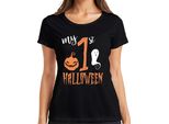 My 1St Halloween Baby First Year Pumpkin Ghost Sweet Pumpkin Face Maglietta Da Donna, Nero, Xxl