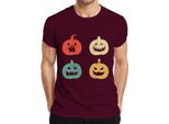 Maglietta Halloween Pumpkin Faces Vintage Retro Grunge Pumpkin Face Uomo, Bordeaux, Xxl