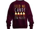 Feed Me Candy And Tell Me I'm Pretty Halloween Candycorn Kinder Felpa Unisex Pullover, Borgogna, S