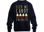 Feed Me Candy And Tell Me I'm Pretty Halloween Candycorn Kinder Felpa Unisex Pullover, Navy, S
