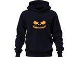 Halloween Grinning Skull Glowing Neon Yellow Horror Glowing Unisex Felpa Con Cappuccio, Navy, Xl