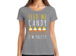 Feed Me Candy And Tell Me I'm Pretty Halloween Candycorn Kinder Damen T-Shirt, Grau, L