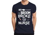 Maglietta Da Uomo "My Broom Broke"" Halloween Nurse Gift Funny Witch, Navy, M"
