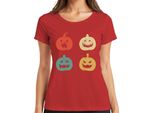 Maglietta Halloween Pumpkin Faces Vintage Retro Grunge Pumpkin Face Donna, Rosso, Xxl