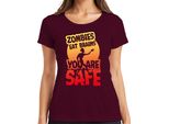 Zombies Eat Brains You Are Safe Halloween Horror Zombie Gift Ladies T-Shirt, Burgundy, Xxl