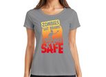 Zombies Eat Brains You Are Safe Halloween Horror Zombie Gift Ladies T-Shirt, Grigio, Xxl