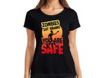 Zombies Eat Brains You Are Safe Halloween Horror Zombie Gift Ladies T-Shirt, Nero, Xxl