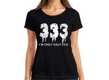 I'm Only Half Evil Halloween Saying Funny Scary Devil Gothic Ladies T-Shirt, Nero, S