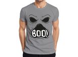 Boo! Halloween Faccia Spaventosa Fantasma Spettrale Maglietta Retro Vintage Da Uomo, Grigio, M