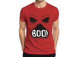 Boo! Halloween Faccia Spaventosa Fantasma Spettrale Maglietta Da Uomo Vintage Retrò, Rosso, S