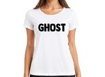 Ghost Halloween Ghost Spooky Retro Minimalist Cartoon Ladies T-Shirt, Bianco, L