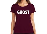 Ghost Halloween Ghost Spooky Retro Minimalist Cartoon Ladies T-Shirt, Borgogna, L