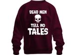 Dead Men Tell No Tales Pirate Skull Sailor Old Unisex Felpa Pullover, Borgogna, 3XL