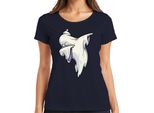 Halloween Ghost Dab Cartoon Ghost Haunted House Scary Dabbing Ladies T-Shirt, Navy, S
