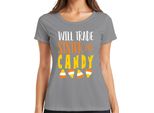 Will Trade Sister For Candy Halloween Sister Gift Sweet Ladies T-Shirt, Grey, S
