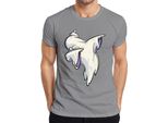 Maglietta Da Uomo Halloween Ghost Dab Cartoon Ghost Haunted House Spooky Dabbing, Grigio, S