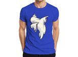 Maglietta Halloween Ghost Dab Cartoon Ghost Haunted House Spooky Dabbing Uomo, Blu, S