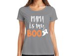 Mama Is My Boo Halloween Mum Gift Ghost Funny Family Ladies T-Shirt, Grey, L