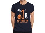My 1St Halloween Baby First Year Pumpkin Ghost Sweet Pumpkin Face Maglietta Da Uomo, Navy, Xl