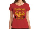 Maglietta Da Donna Pumpking Iron Halloween Pumpkin Fitness Weightlifting Gift, Rosso, Xxl