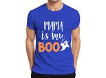 Mama Is My Boo Halloween Mum Gift Ghost Funny Family Maglietta Uomo, Blu, Xxl