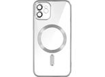 Custodia In Silicone Magsafe Apple Iphone 12 Protezione Fotocamera Cornice Argento Cromato