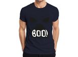Boo! Halloween Faccia Spaventosa Fantasma Spettrale Maglietta Vintage Da Uomo, Navy, S