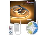 Oulara Cob Striscia Led Bianco Caldo 2700 K, 6 M Dimmerabile 24 V Set Di Luci Flessibili Alimentazione Con Telecomando Rf, Cri 90+ Striscia Led Luminosa A Subunità