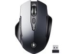 Mouse Senza Fili, [Aggiornato] Indicatore Visivo Della Batteria, Mouse Ergonomico Senza Fili 2.4G Usb, 4 Livelli Dpi Regolabili, Mouse Ottico Per Computer Portatile Grigio