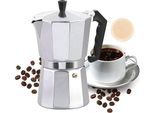 Caffettiera Espresso, Maker Camping, Caffè Italiano Moka Espresso, Macchina Moka, Cuori In Ceramica A Gas, Alluminio, Argento, Carta Filtro (100 M)