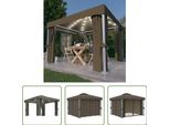 The Living Store Gazebo Con Tende E Luci Led 3X3 M Taupe