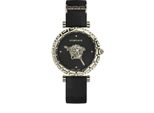 Versace VEDV00919 Palazzo Empire Greca Diamond Orologio Da Donna In Pelle Nera Oro Nuovo