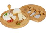 Tavola Da Formaggio In Bambù Relaxdays Con Set Di Posate Da 4 Pezzi